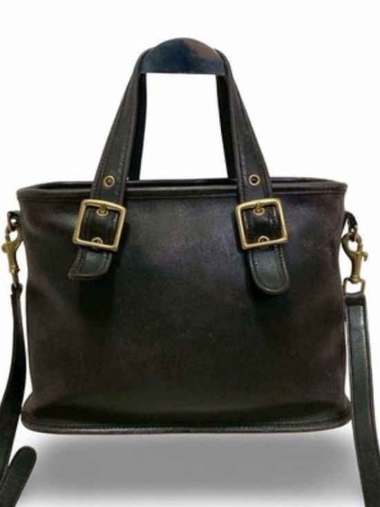 Coach Handbags - COACH 9063 Black Zip Closure Tote Shoulder Handbag Leather Vintage